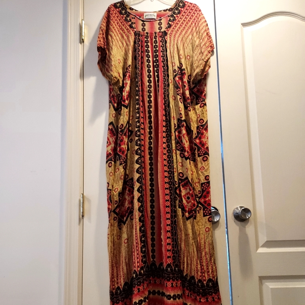 1980's Tribal Caftan ~ Housedress ~ Mumuu - image 8